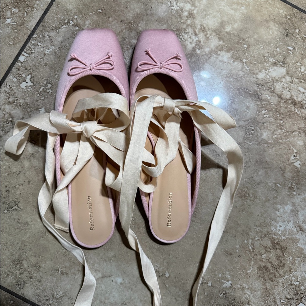 Reformation Megan Lace Up Ballet Flat - Picture 7 of 8